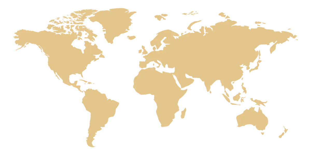 World map of IVY hair salons in Miami, Warsaw, Dubai, Doha and Abu Dhabi